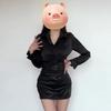 Women's Plus Size Black PU Leather Bodycon Mini Skirt - High-End Spring/Autumn Style with Ant Waist Design