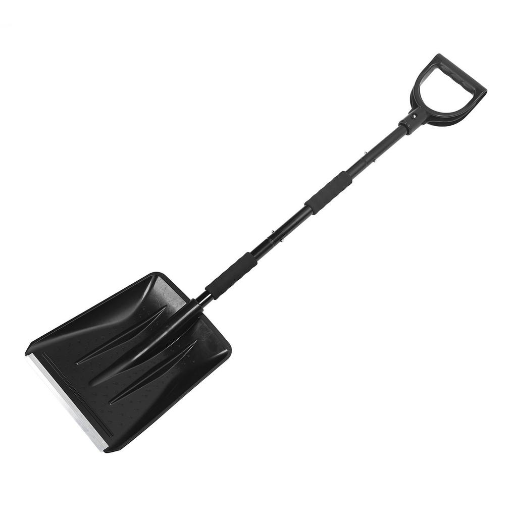 Zestaw 3 w 1 do odśnieżania Przenośna składana łopata do śniegu ze skrobaczką do lodu i szczotką do ogrodu, na kemping, do samochodu Czarny