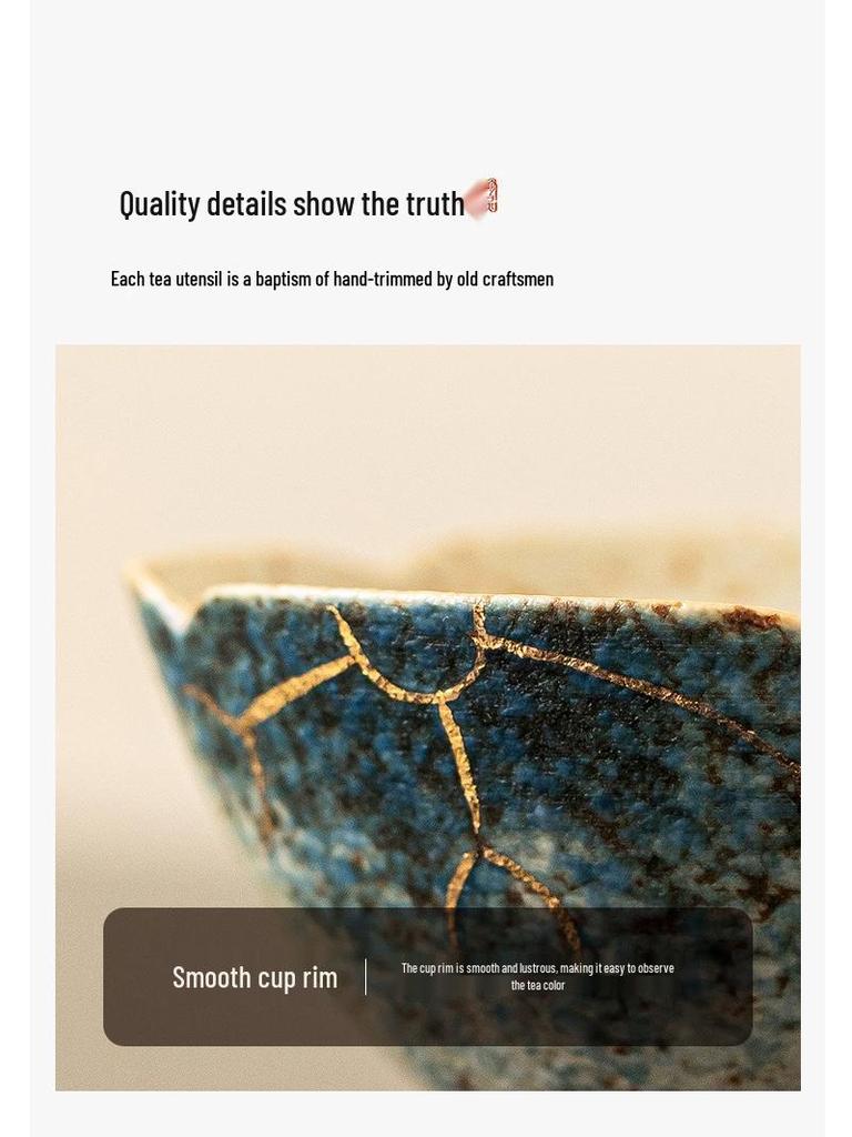 Ručně malovaný zlacený keramický čajový šálek s motivem koi a lotosu