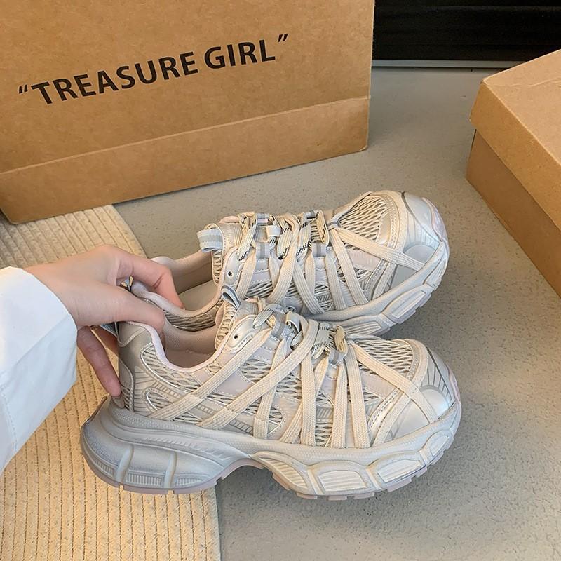 

Желтые туфли на платформе с ремешком весна и лето новые сетчатые дышащие модные спортивные и повседневные женские туфли тренд 40 шампанского