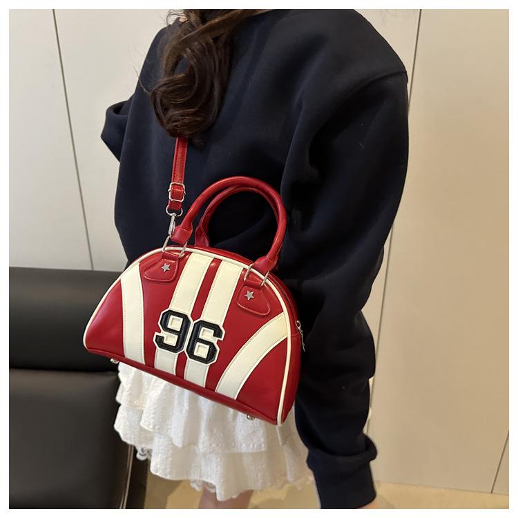 Sac à Bandoulière Rayé Color Block en Similicuir pour Femme Été Nouveau Sac de Soirée Semi-Cercle Sac à Main Sacoche Bowler Tendance