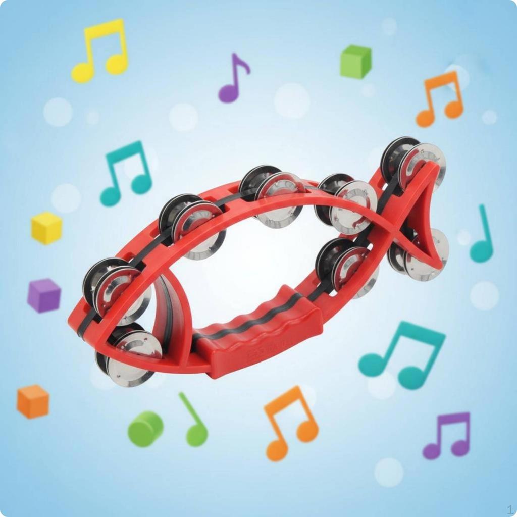 Fishing Tambourine DoubleRow Metal Jingling Discs Ringing Percussion Toy Blue