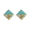 Natural Pearl Flower Oil Drop Earrings Oil Painting Series Enamel Geometric Butterfly Earrings Jewelry Niche Fashion Women