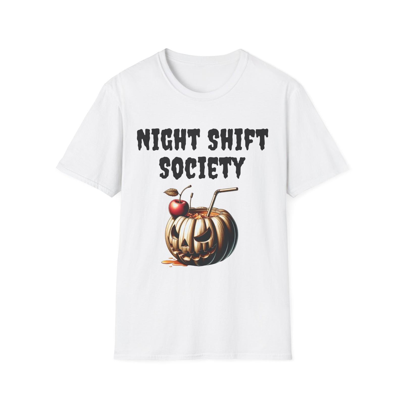 Night Shift Society T-Shirt Funny Halloween Tee Unisex Graphic Night Owl Gift S разноцветный