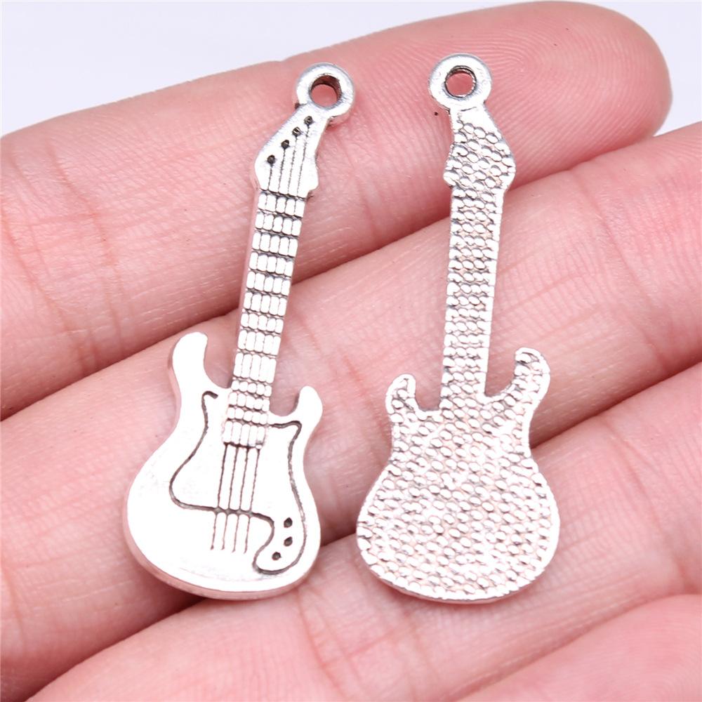 10pcs Musical Instrument Charms Antique Silver Color Guitar Microphone Violin French Horn Charms For Jewelry Making