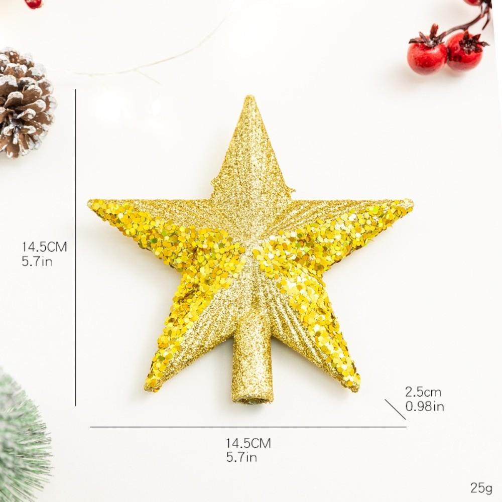 

New 14cm Christmas Tree Star Plastic Shiny Surface Tree Top Ornament Solid Color Flocking Xmas Tree Topper Party Decor золотий