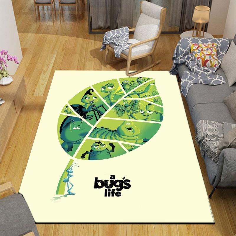 A Bug's Life Home Sofa Decoration for Living Room & Bedroom, Non‑Slip Play Flannel Floor Mat for Game Room