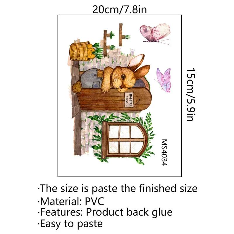 Wanddekoration Aufkleber Kreativer Hase Niedlicher Häschen Schmetterling Wandaufkleber Ausbrechen Der Tür Wohnzimmer Schlafzimmer Dekorativ