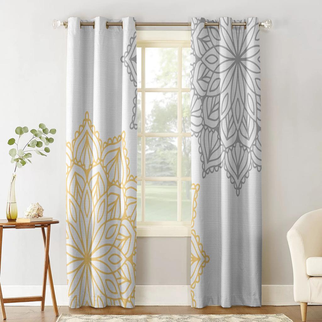 Abstrakt Mandala Blomma Vita Mörkläggningsgardiner För Vardagsrum Sovrum Fönsterbehandling Persienner Draperier Köksgardiner