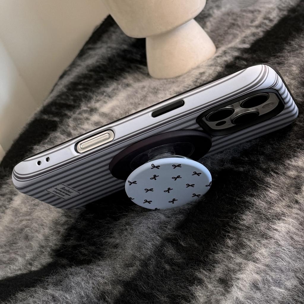 Blue Black Stripe for IPhone 16 Promax for Apple 15 Phone Case 17 for 13 Bow Magnetic Bracket 11 Korean