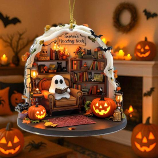 1 Pair Halloween Spooky Ornament Hanging Pendant Durable Construction Cartoon Ghost Design Versatile Home Decoration