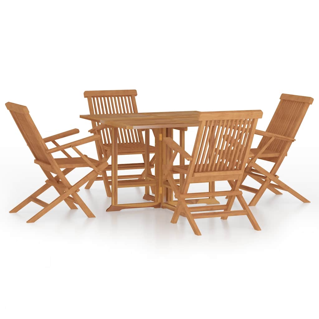 Vidaxl 5-Cz. Folding Garden Furniture Set, Solid Teak Wood
