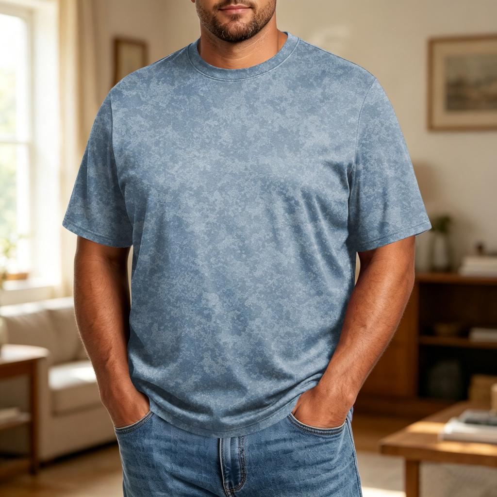 Men's Big Size Comfortable Breathable Casual Loose Fit T-Shirt Soft Fabric Crew Neck Short Sleeve Top for Everyday Wear