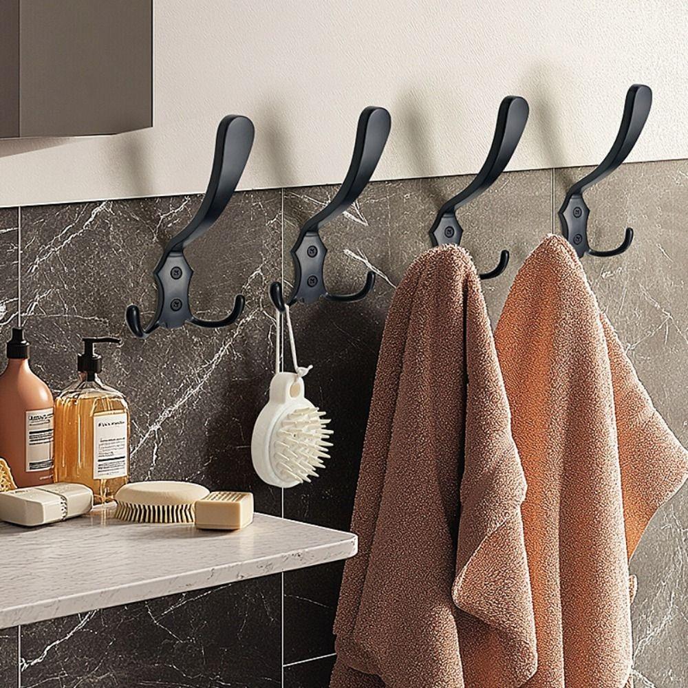 Durable 3 Hooks Coat Hook Zinc Alloy Wall Mounted Triangular Hooks Strong Load-bearing Capacity Stable Hat Wall Hanger Bedroom