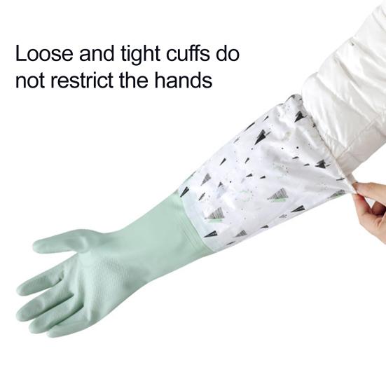 1 Pair Dishwashing Gloves Waterproof Reusable Gloves Patchwork Color Elastic Long