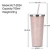 Large Capacity Double Layer Plastic Straw Cup Student Universal Water Cup
