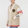 Puma Mix Badge Long Knitwear Unisex Ecru V Neck Moderate Cardigan 537004-64
