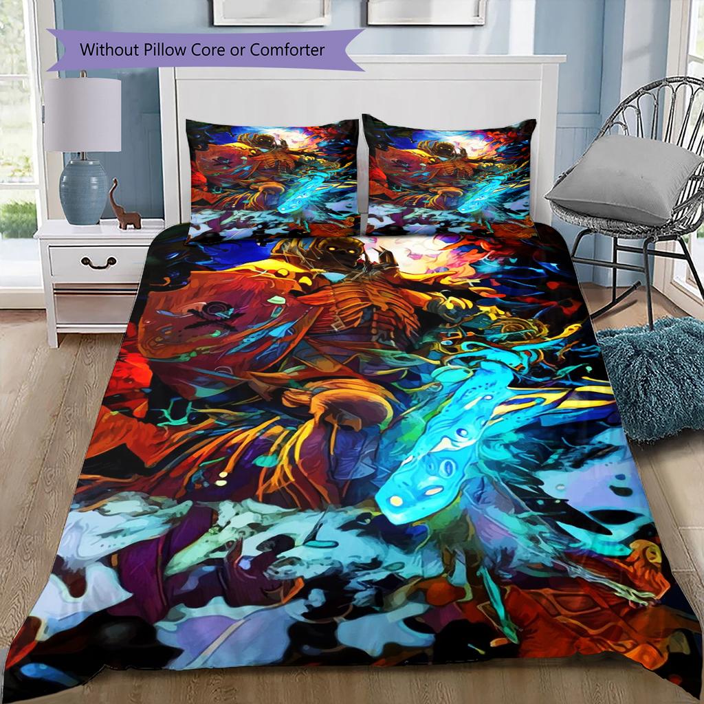 Juego de Ropa de Cama con Estampado de Dibujos Animados Colcha Funda de Colcha Funda de Almohada Decoración del Hogar Regalo de Cumpleaños (1 * funda nórdica + 2 * fundas de almohada, sin núcleo)