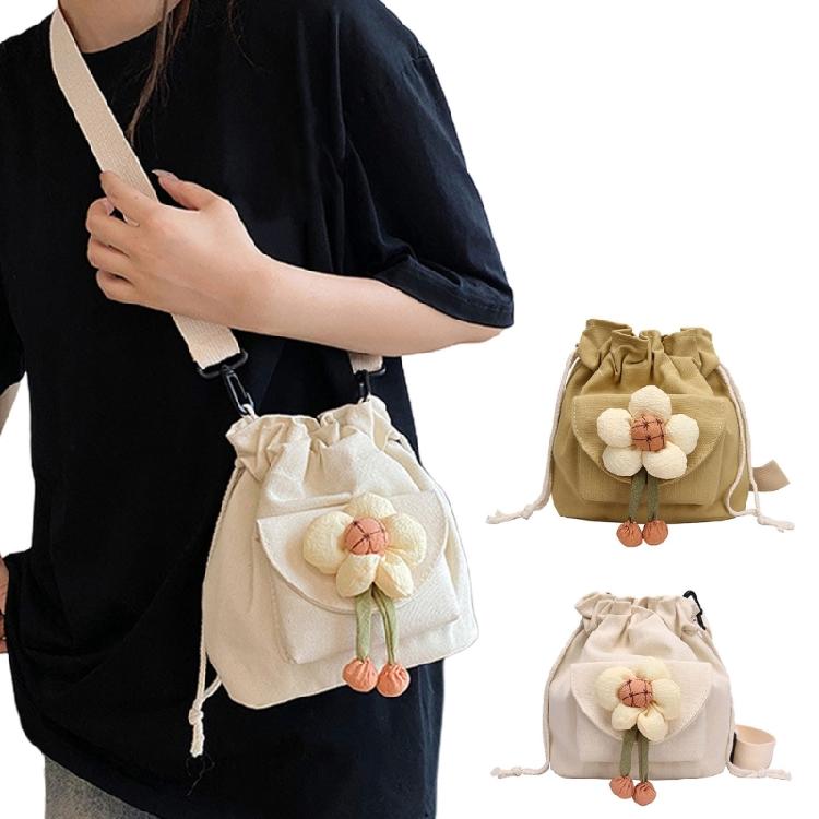 Women's Adjustable Drawstring Bucket Bag Nylon Shoulder Bags for Work and Travel