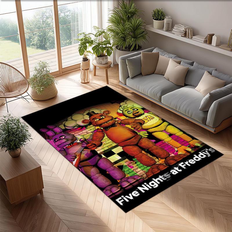 Five Nights at Freddy Printed Crystal Velvet Area Rug, Soft Anti-Slip Water Absorbent Floor Mat for Living Room Bedroom