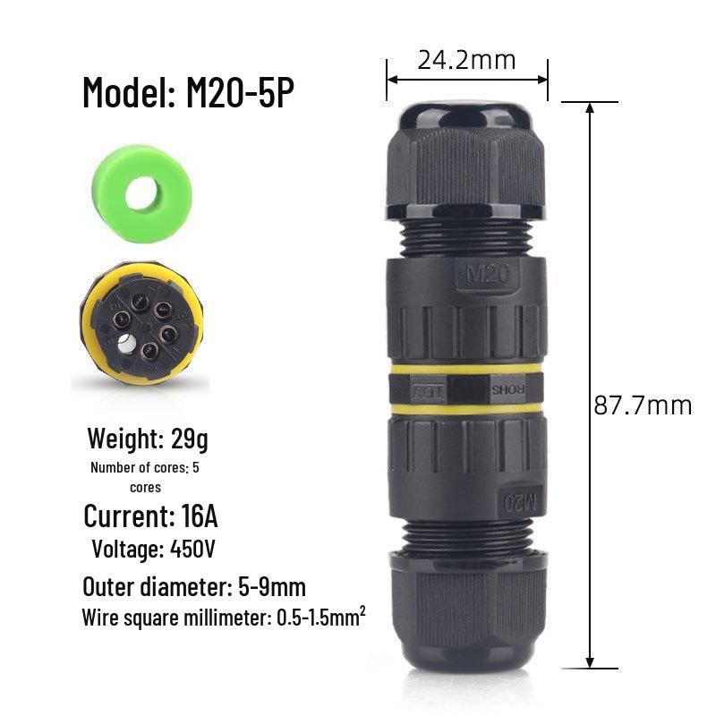IP68 M20 Outdoor Waterproof Connector for Street Lights - 3-Core & 4-Core Cable Compatible