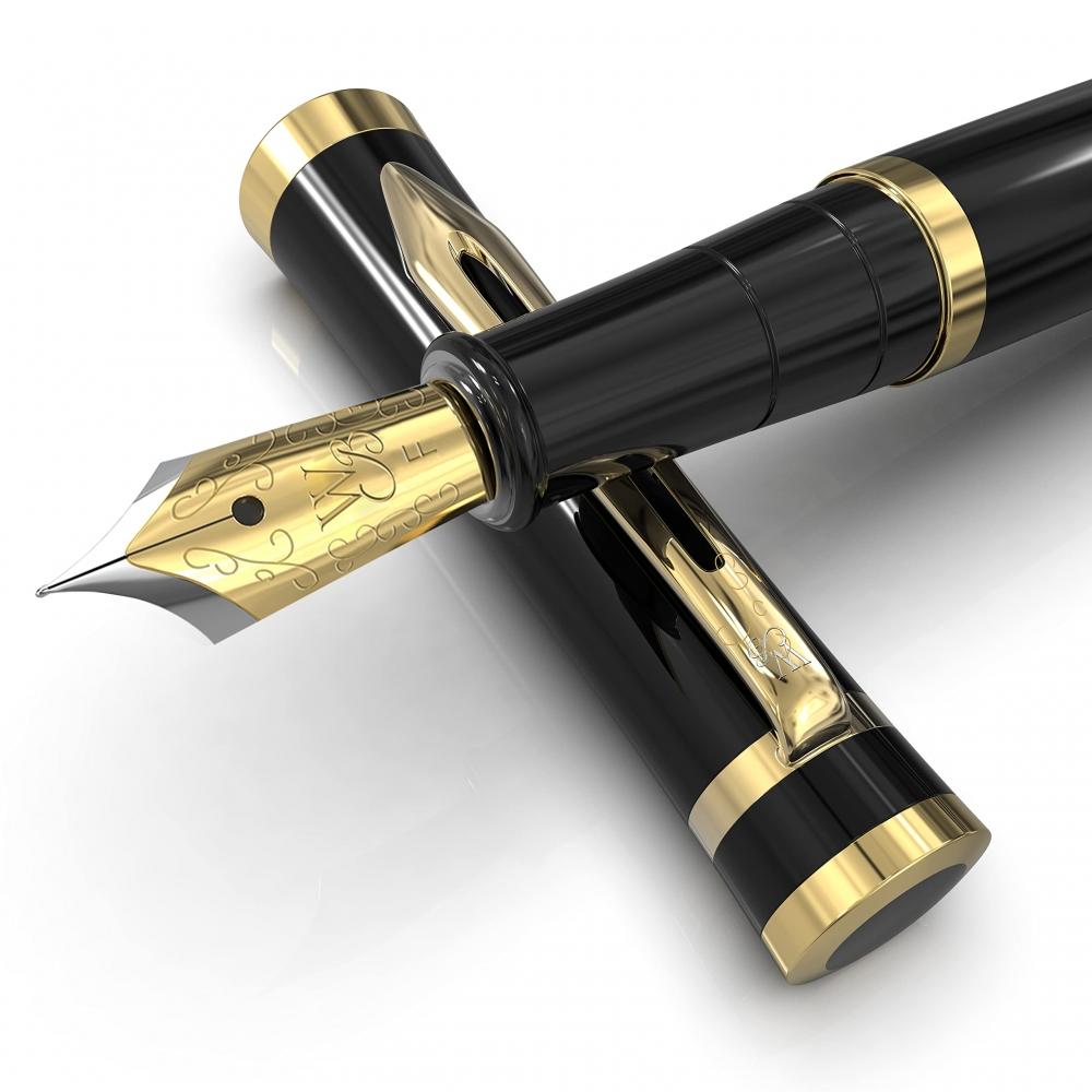 

24K Words Worth Black Premium Премиум золотые перьевые ручки [Erudite Black Gold] 24 перьевые ручки