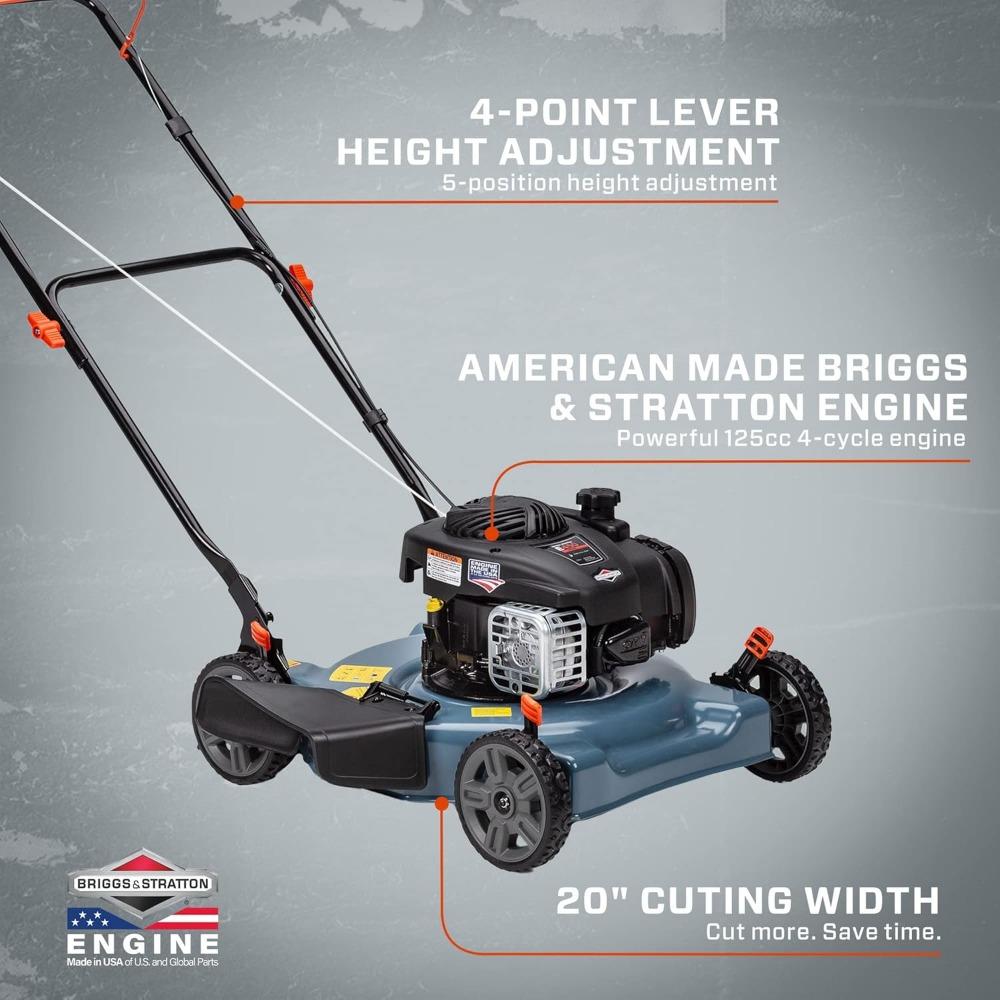 Benzin-Rasenmäher mit 4-Takt-Briggs & Stratton-Motor, Seitenauswurf, 5-stufige Einzelrad-Höhenverstellung