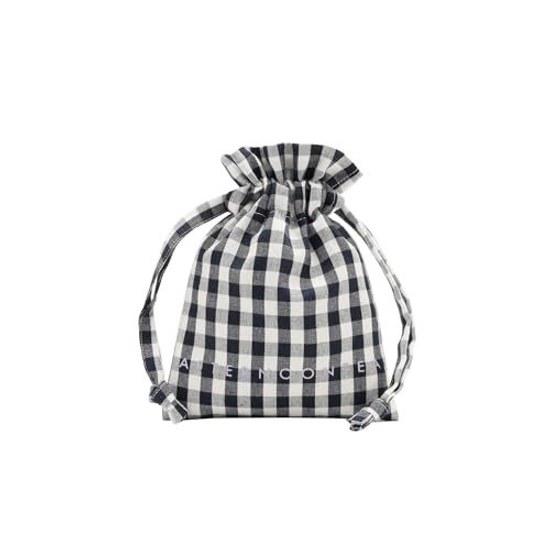 AfternoonTea LIVING Pouch JA02 Gingham Check Drawstring Black