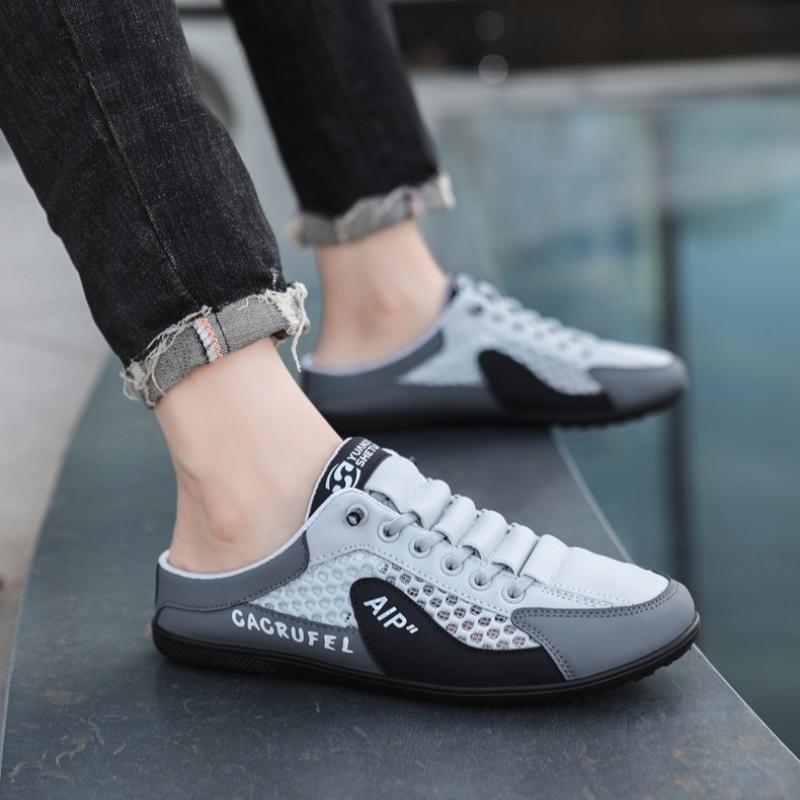 Fashion Men's Shoes,summer Outdoor Shoes for Men,casual Beach Sneakers,hollowed Out Driving Half Slippers,Concise Comfort Men's Slippers