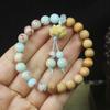Cypress Wood 8mm Lotus Prayer Beads Bracelet with Shoushan Stone, Women’s Ethnic Style Simple Jewelry Gift