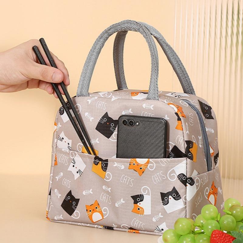 Functional Insulated Oxford Lunch Bag Flower Pattern Cooler Lunch Box Bags Thermal Food Picnic Lunch Bags for Women Kids