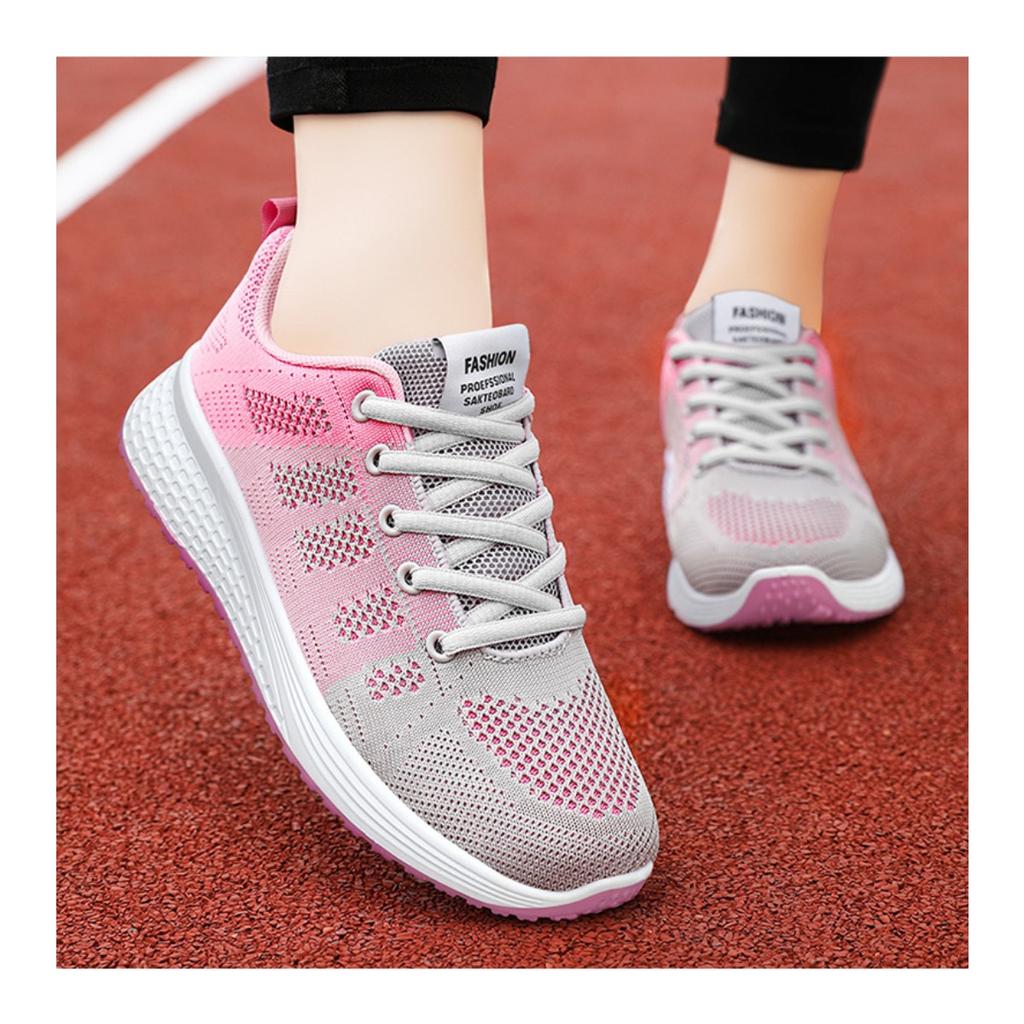 Schuhe Damen neue einfarbige Schuhe Lässig Studenten Atmungsaktiv bequem Fly-Woven Sneaker