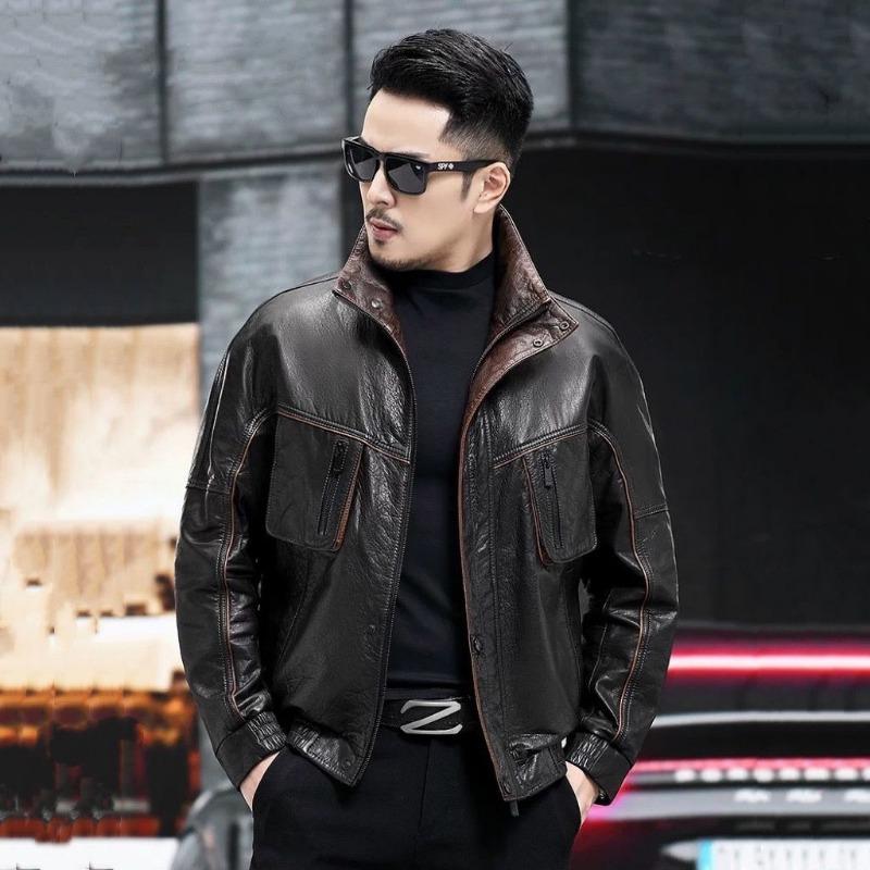 

Мужская куртка из натуральной кожи весна-осень, верхний слой, вощеная масляная кожаная куртка для мотоциклистов, модная охотничья куртка 5XL