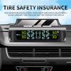 Wireless External Tire Pressure Monitoring System Color Screen Solar USB Double  Charging Vehicles Tire Pressure Monitor
