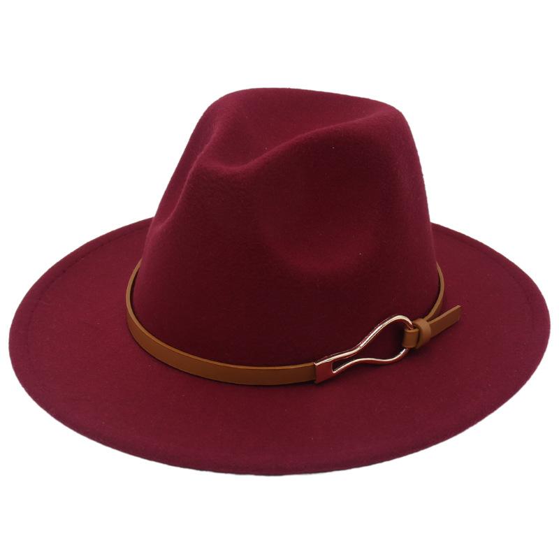 Foreign Trade Elegant Felt Hat Belt Buckle Top Hat Modified Face Jazz Hat British Dance Performance Woolen Hat Literature And Art