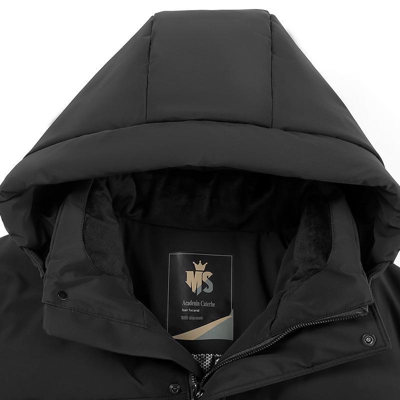 Men's 2024 Winter Dad's Mid-Length Thickened White Duck Down Jacket for Middle-Aged and Elderly