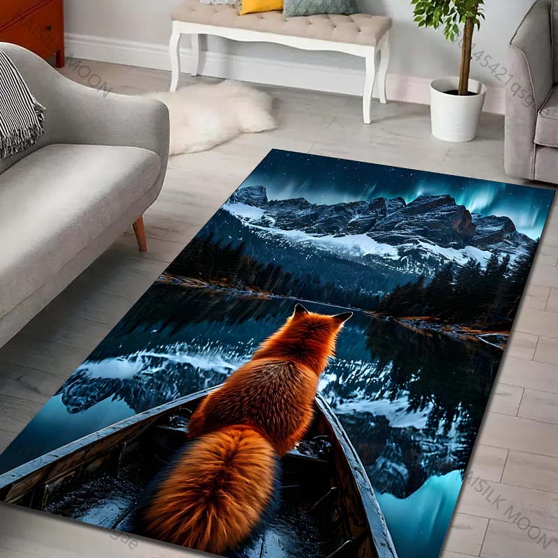Snow Mountain Fox Carpet for Living Room Bedroom Bathroom Mat Creative Doormat Sofa Table Home Decor Area Rug Luxury Gift
