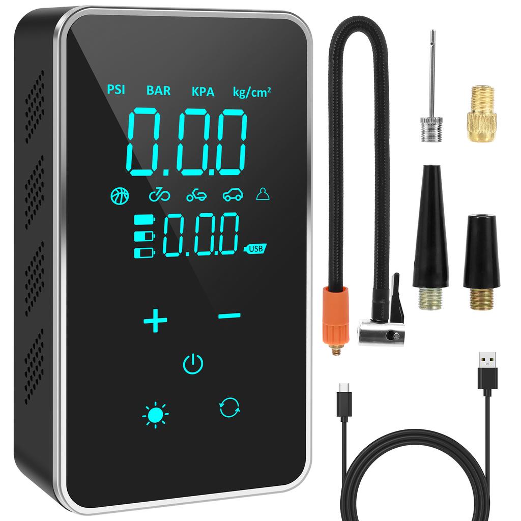 Tire Inflator 150PSI Cordless Air Compressor with Light 18000mAh Electric Bicycle Car Tire Pump with Touch Screen Pressure Gauge