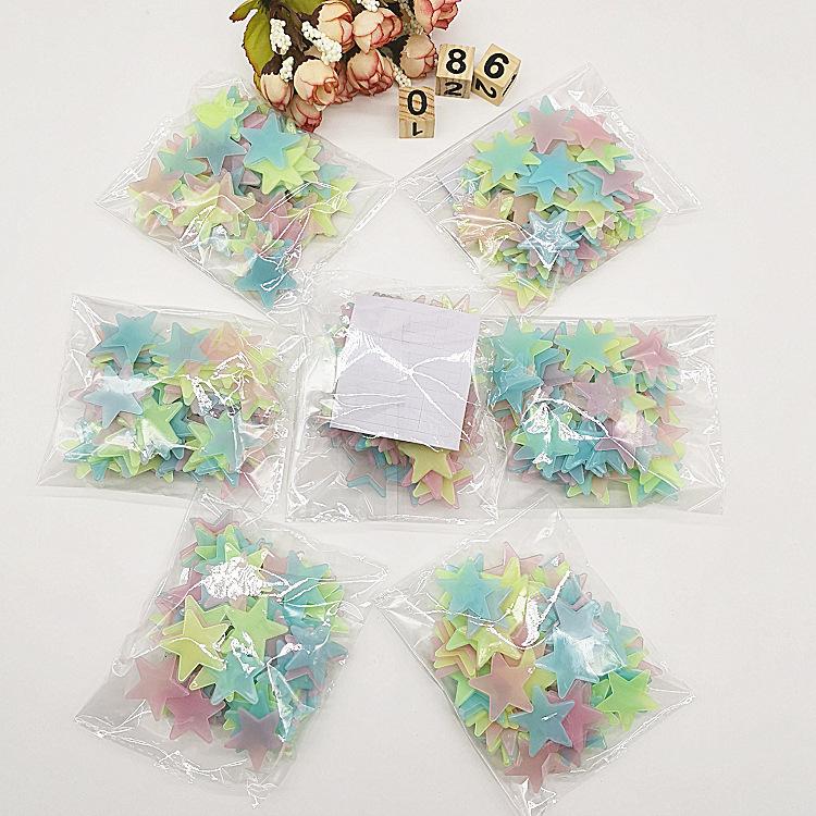 100Pcs/Set Stars Luminous Wall Stickers Glow In The Dark For Kids Baby Room Decoration Decals Colorful Star Home DIY Decor Mural