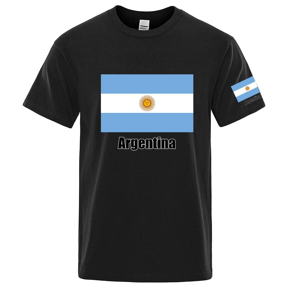 2025 Argentine Flag Print Summer Unisexs New Football Team Print Regular Short Sleeve Solid Color Casual Harajuku Tops