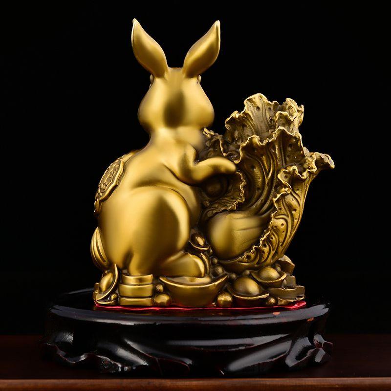 Chinese Zhaocai Copper Rabbit Ornaments Attract Wealth Home Furnishings Living Room Decoration Mascot Wealth Rabbit Craft Gift