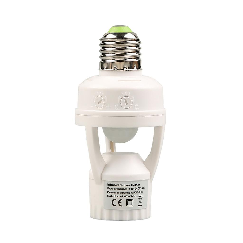 100?240V E27 Sensor Lights Socket 10?300 Second Delay Time 6m Sensing Distance IR Motion Activated