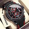 POEDAGAR Sports Men Watches Waterproof Luminous Chronograph Date Military Watch Silicone Strap Quartz Wristwatch Reloj