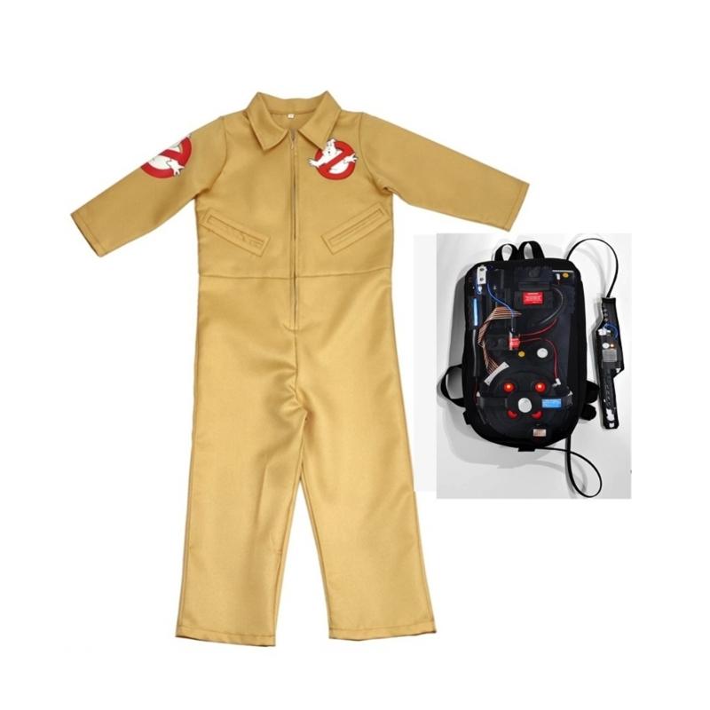 Kids Children Ghostbuster Costume with Protons Pack Accessory Ghostbuster Jumpsuit for Halloween Cosplay Party