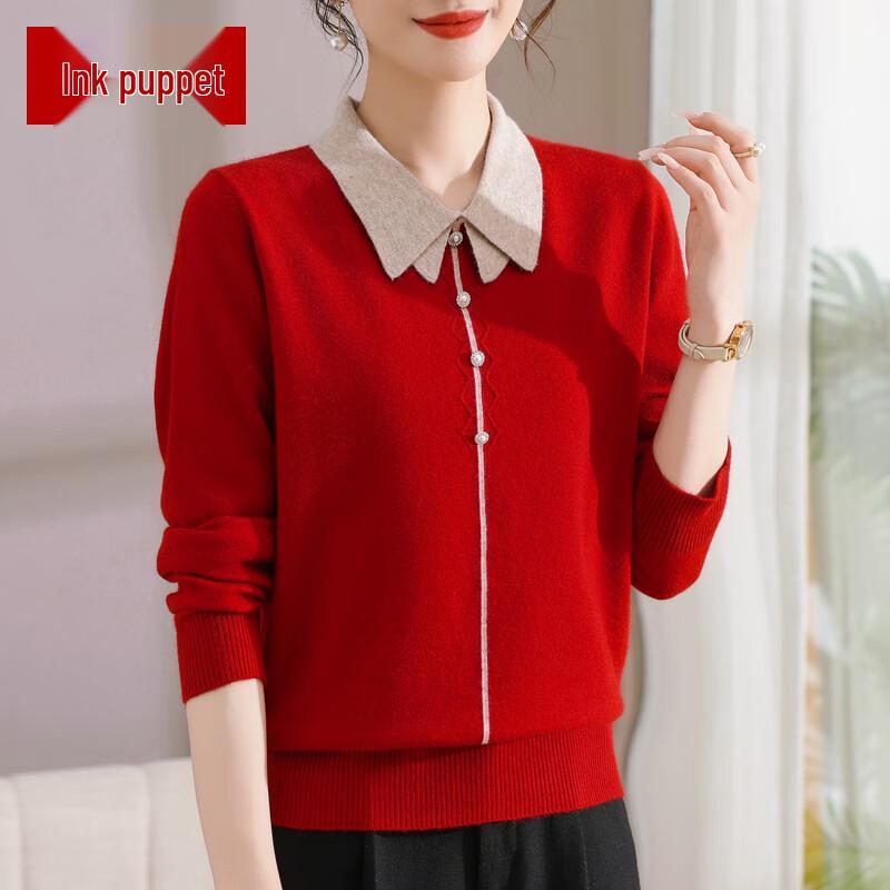 

Elegant Tie-Neck Knit Long-Sleeve Top for Women 3XL