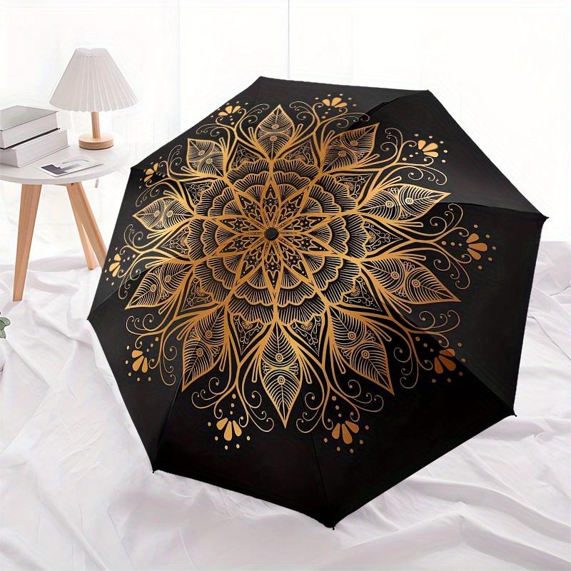 1pc Golden Mandala Pattern Umbrella with Plastic Handle,Suitable for All Seasons Home Travel Outdoor UmbrellaM1275