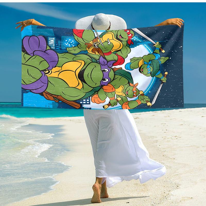 1pc Teenage Mutant Ninja Turtles Beach Towel, Comfortable and Thick, and Swimming/Bath/Picnic/Camping Towel, Suitable for Seaside Beaches