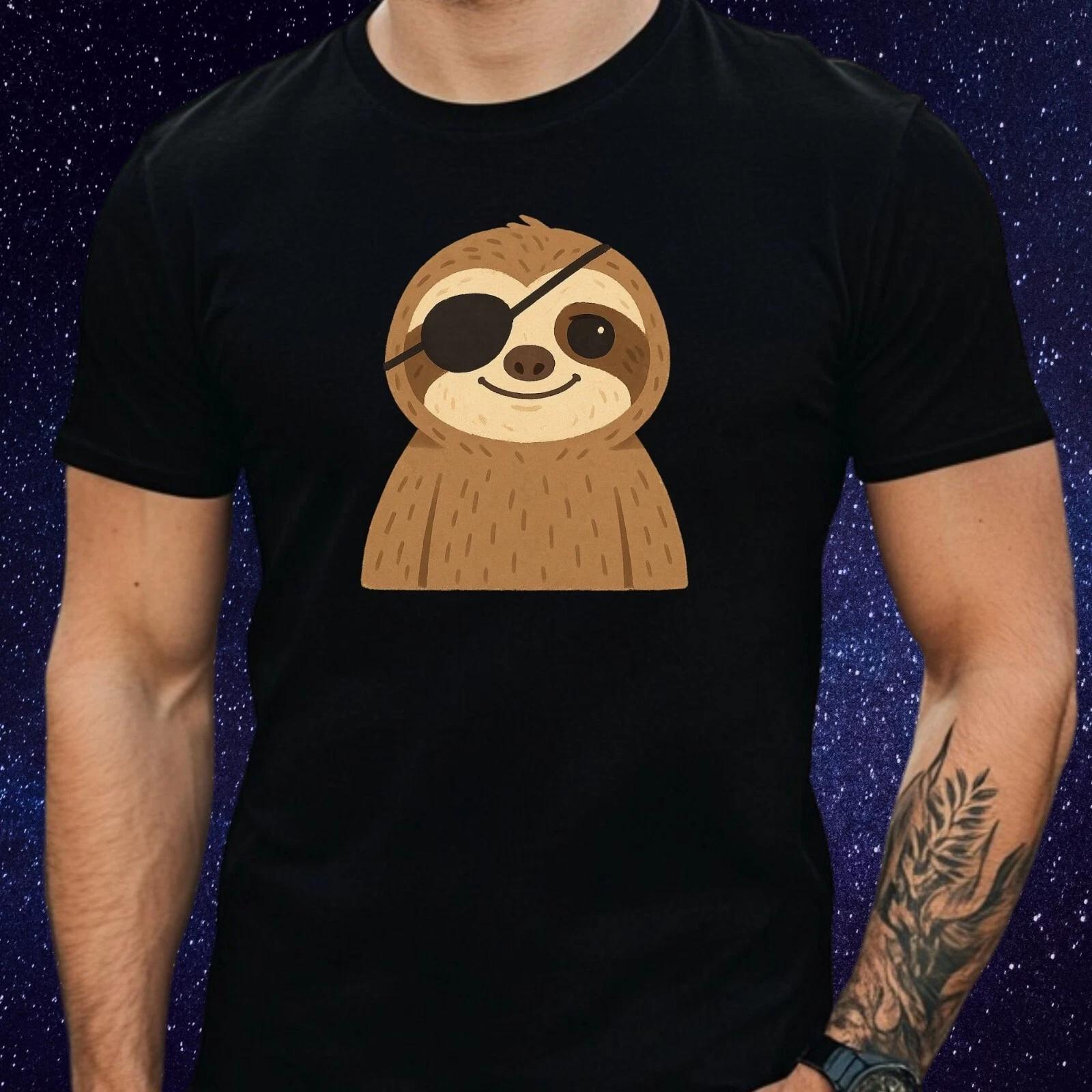 T-Shirt Herren Piraten Faultier Motiv Baumwolle Größe S bis 5XL XXL