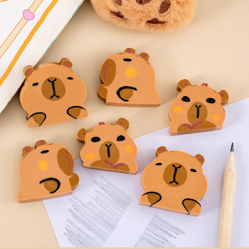 10Pcs Kawaii Capybara Eraser Soft School Supplies Clean Mess Free Stationary Office Student Rubber Eraser For Kids Gift