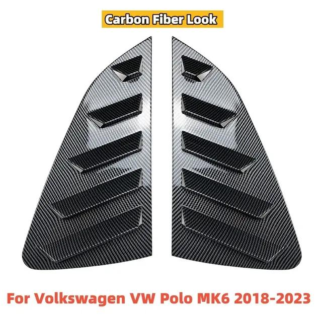 Glossy Black/Carbon Look Car Rear Window Shutter Cover Trim For Volkswagen VW Polo MK5 6R 6C 2011-2018 For VW Mk6 Polo 2018-
